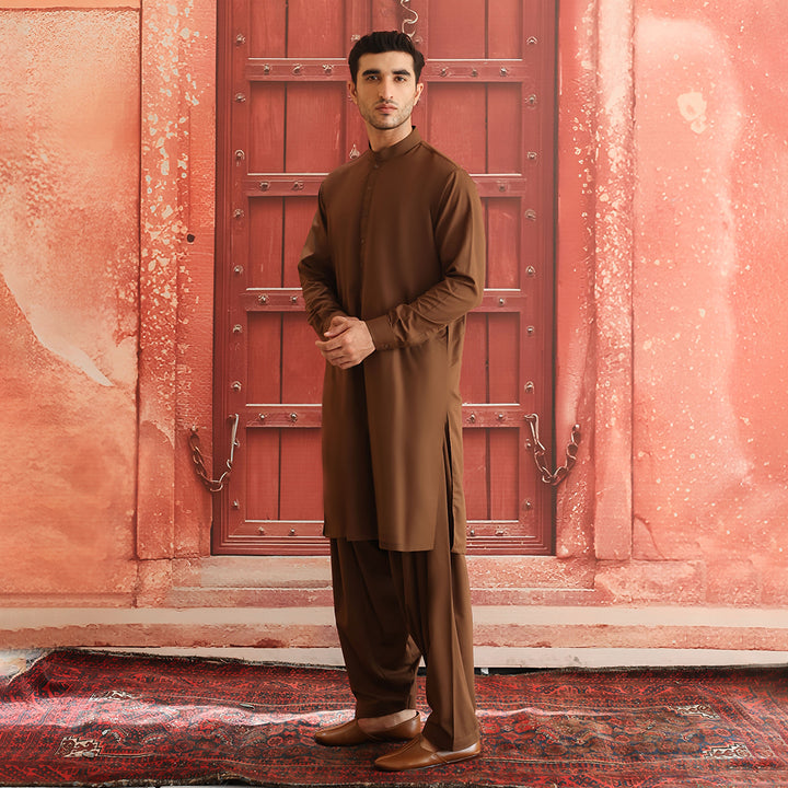 Poly Viscose Toffee Classic Fit Suit
