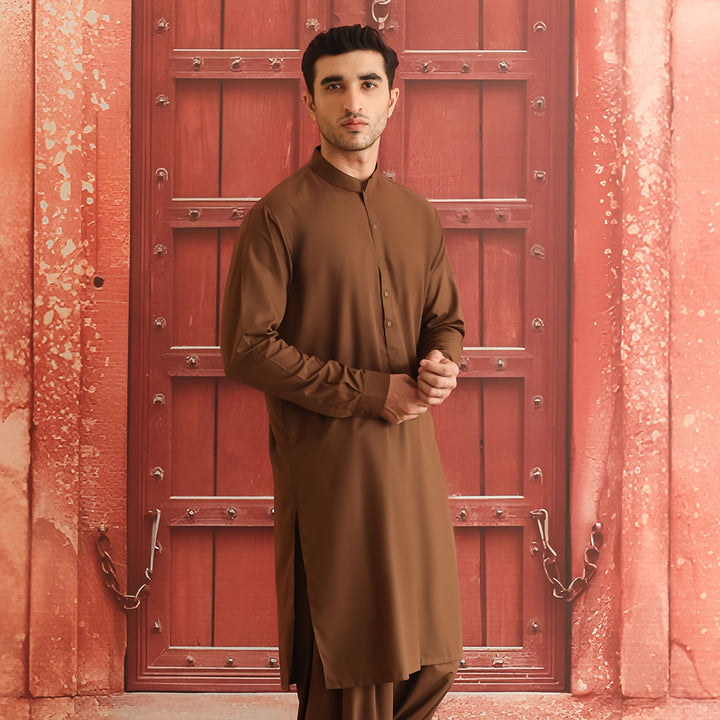 Poly Viscose Toffee Classic Fit Suit