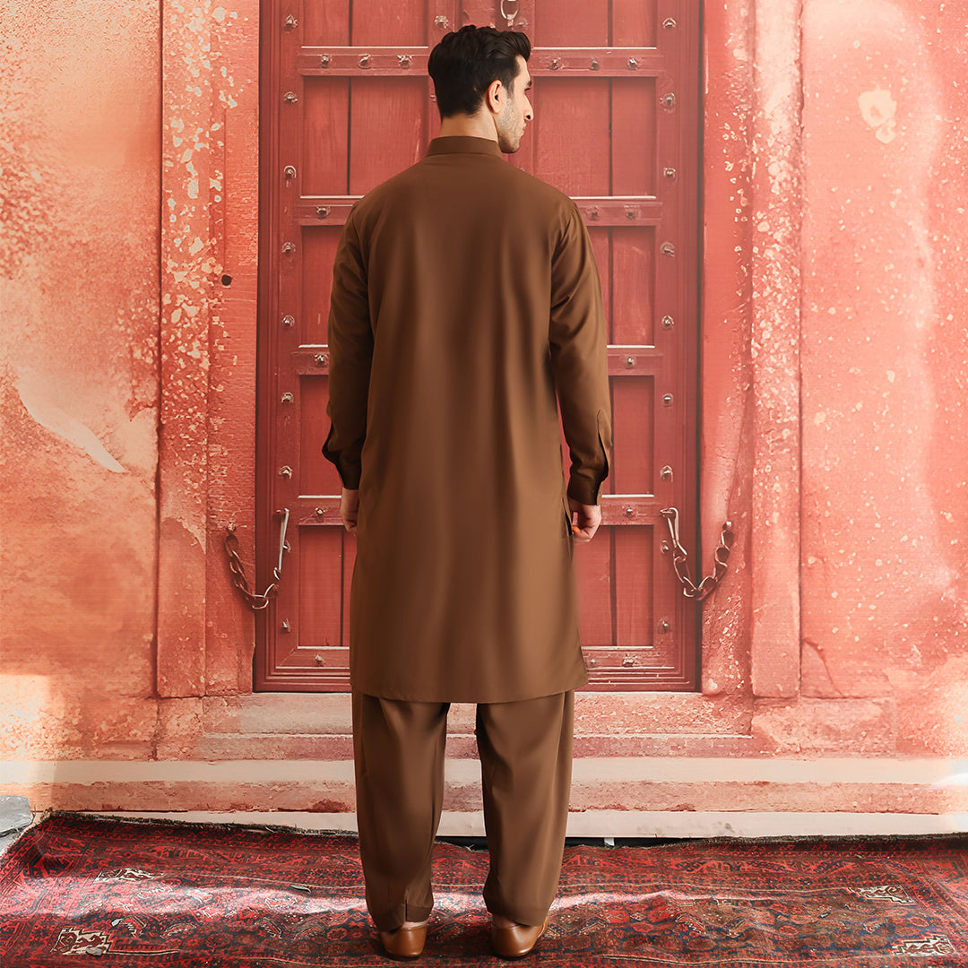Poly Viscose Toffee Classic Fit Suit