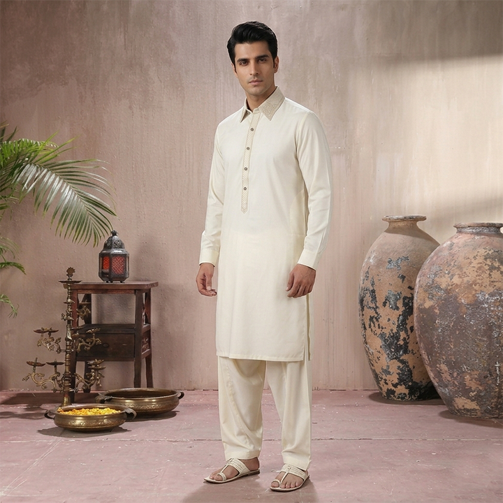 Poly Viscose Vanilla Ice Classic Fit Embroidered Suit