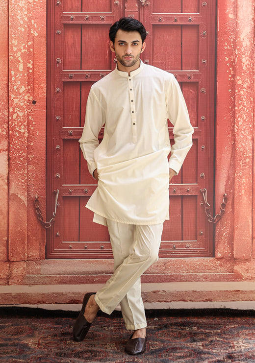 PV Vanilla Ice Slim Fit Plain Kurta Pajama