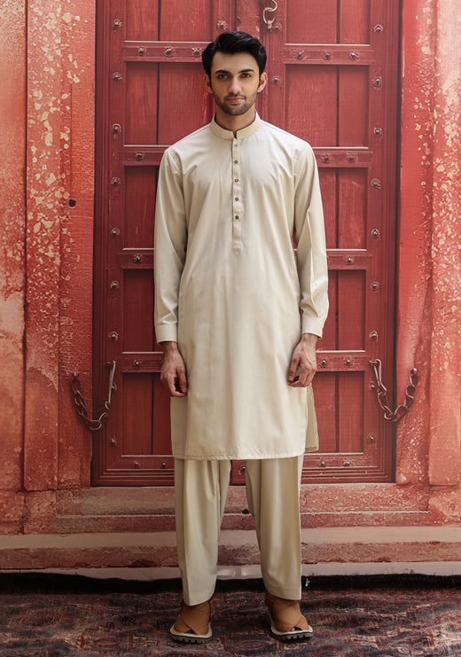 PV Whitecap Gray Slim Fit Plain Kameez Shalwar