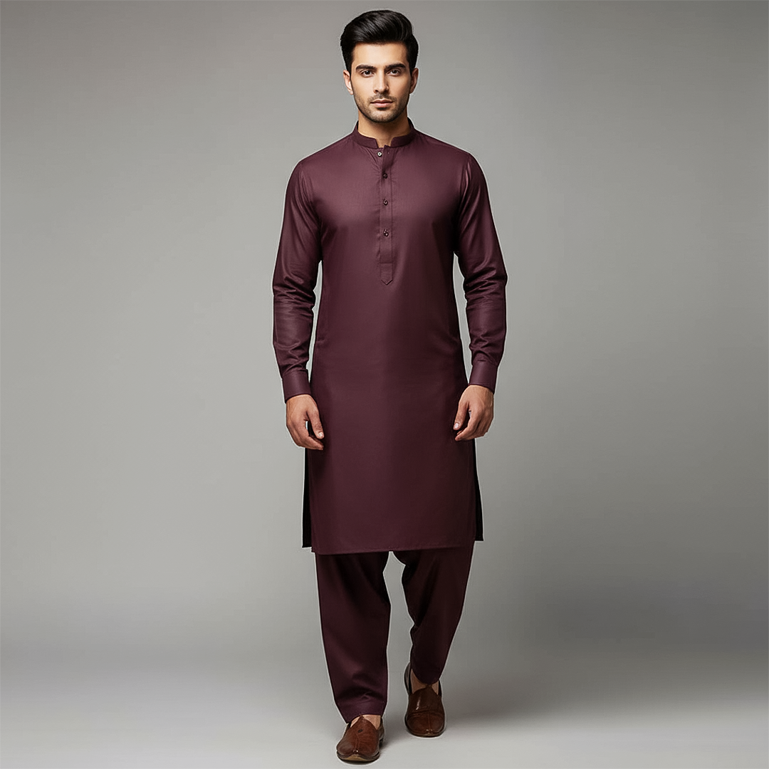 Poly Viscose Wine Tasting Classic Fit Plain Suit