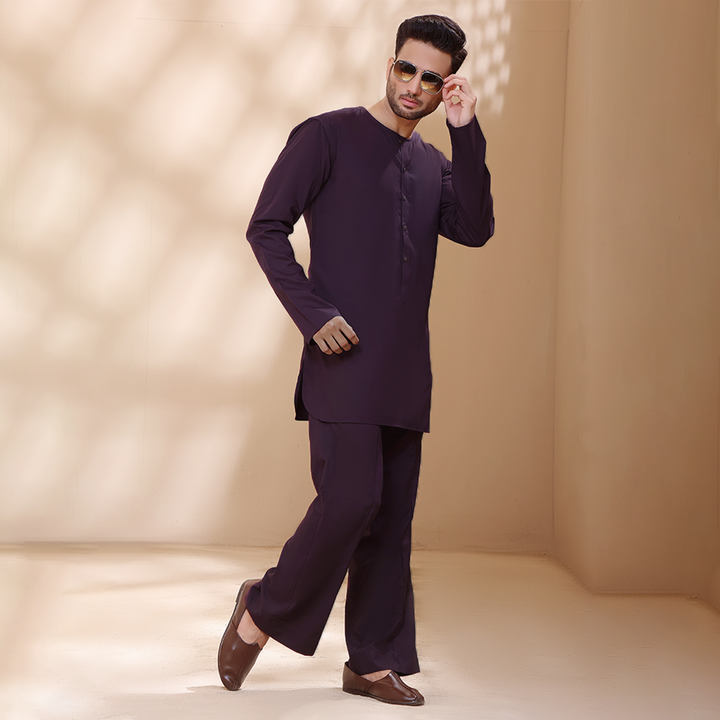 Poly Viscose Wine Tasting Modern Fit Plain Suit