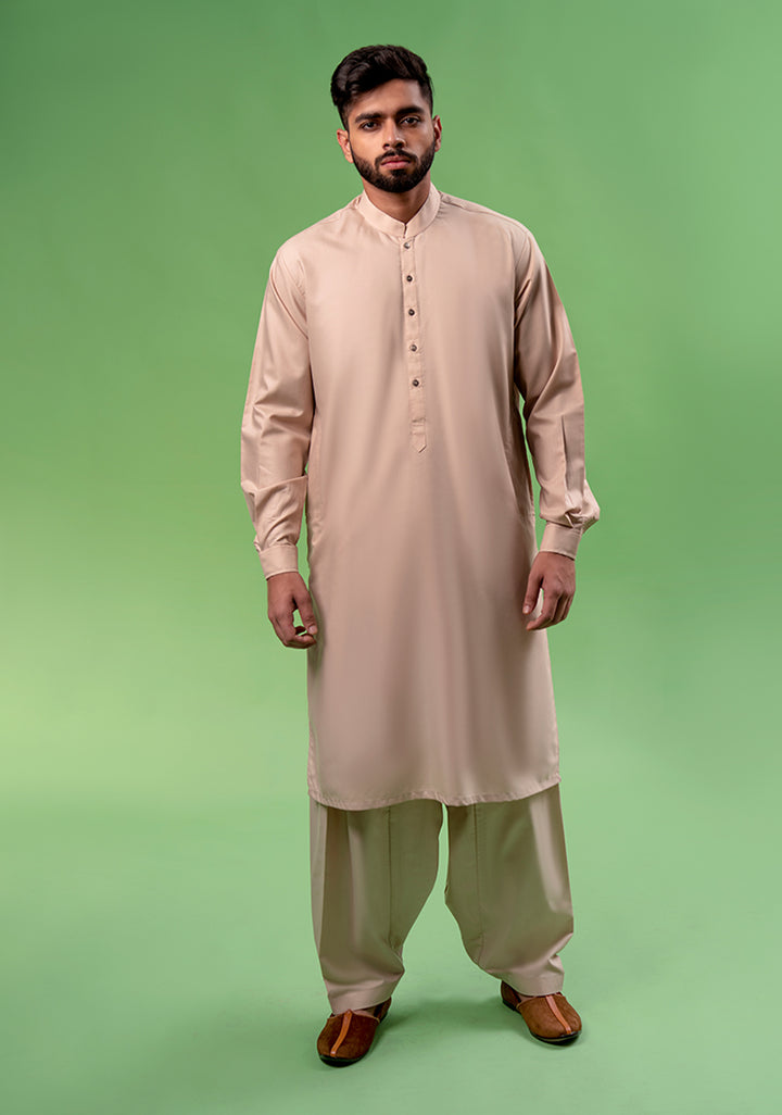Poly Viscose Beige Classic Fit Slightly Defected Plain Suit