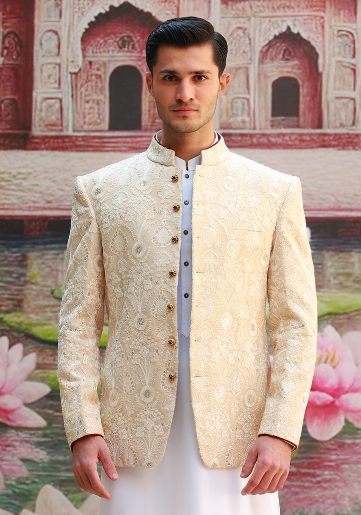 Premium Cotton Net Cream Jacket