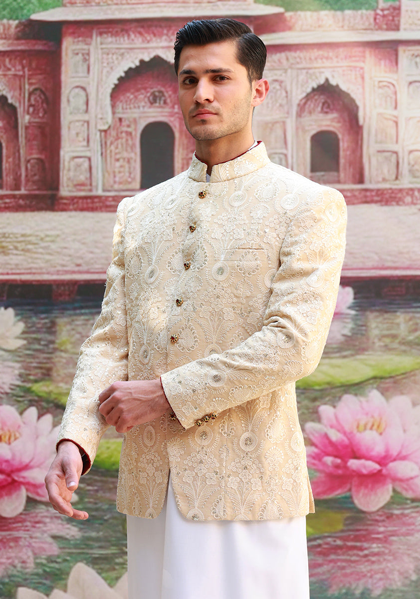 Premium Cotton Net Cream Jacket