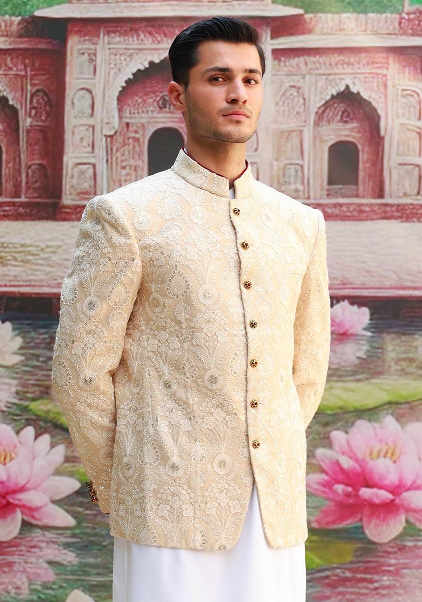 Premium Cotton Net Cream Jacket
