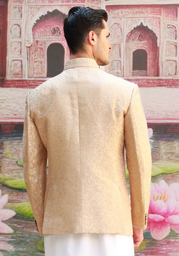 Premium Jamawar Almond Buff  Couture Jacket