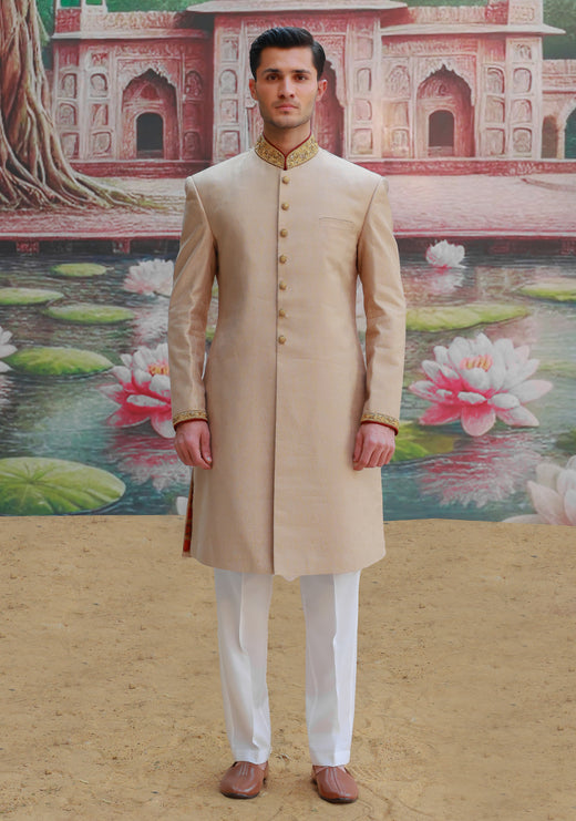 Premium Jamawar Sesame Couture Sherwani
