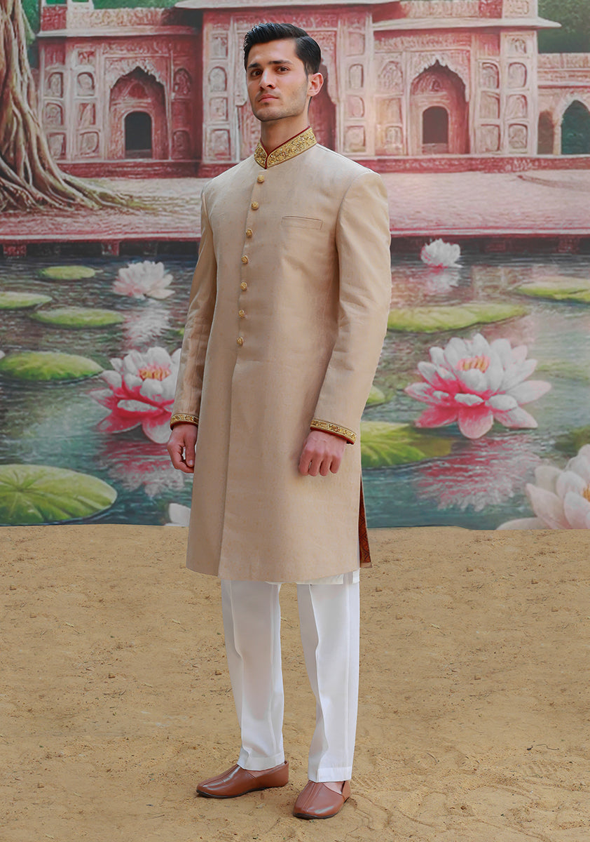 Premium Jamawar Sesame Couture Sherwani