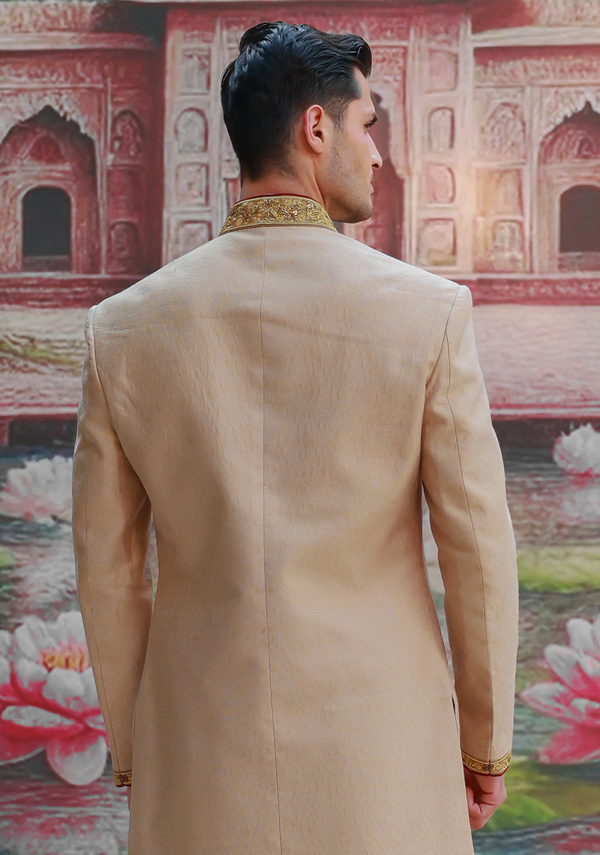 Premium Jamawar Sesame Couture Sherwani