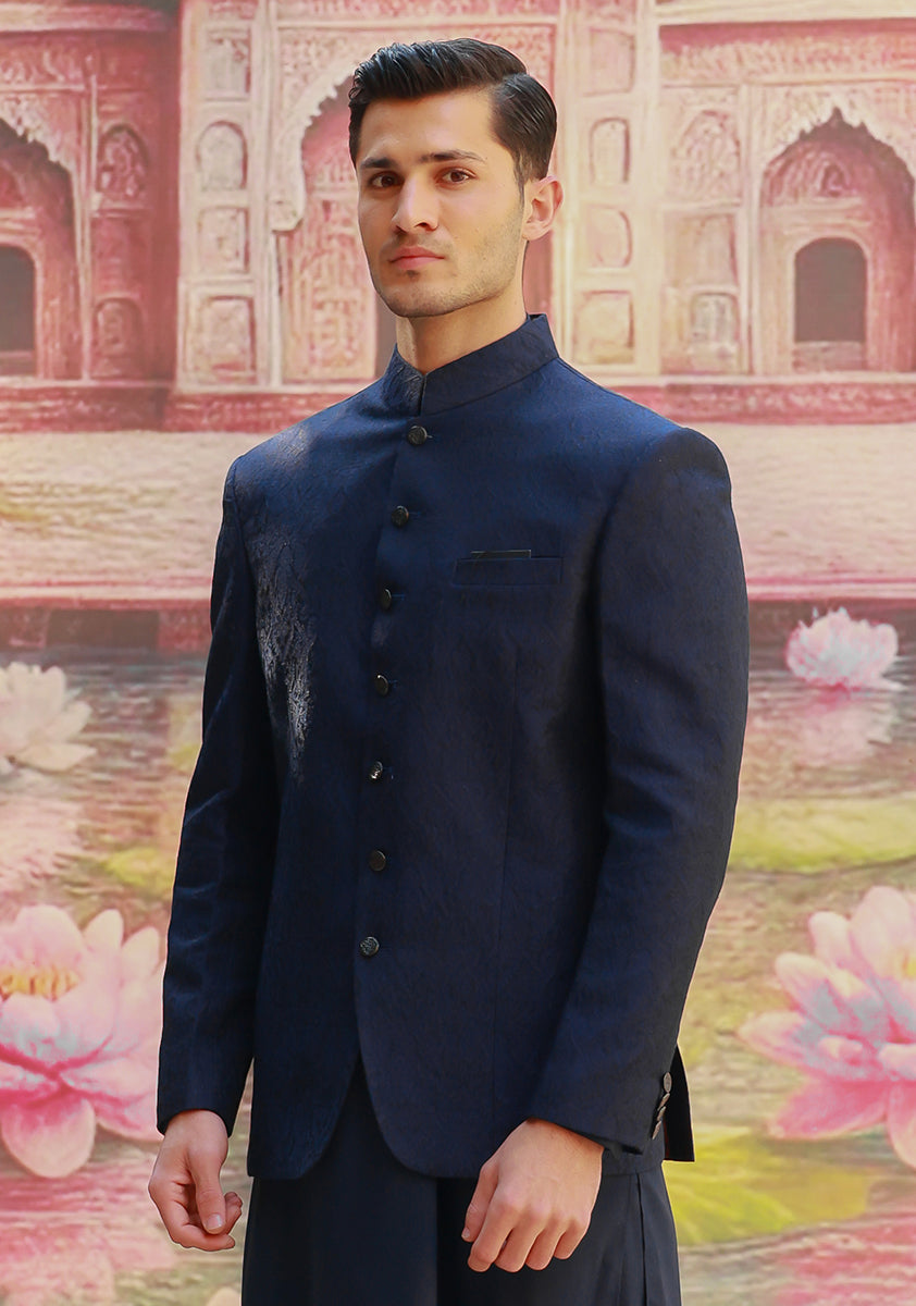 Premium Karandi Jamawar  Medieval Blue Traditional Jacket