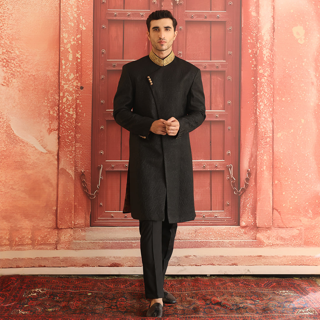 Premium Karandi Jamawar Tap Shoe  Embroidered Sherwani