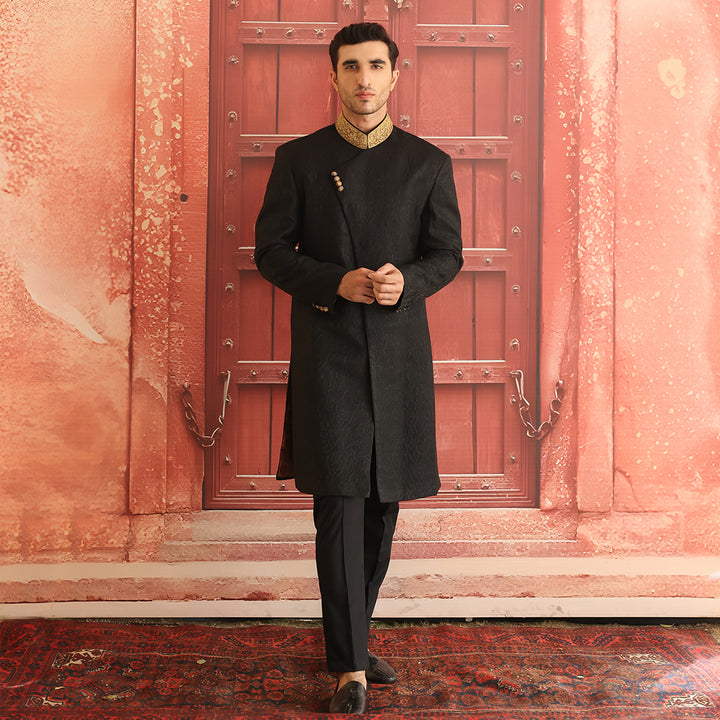 Premium Karandi Jamawar Tap Shoe  Embroidered Sherwani
