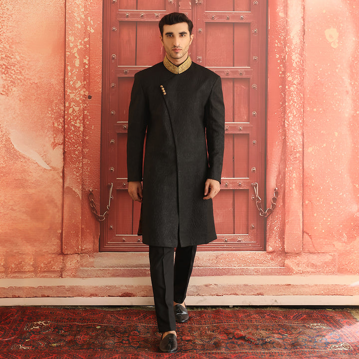 Premium Karandi Jamawar Tap Shoe  Embroidered Sherwani