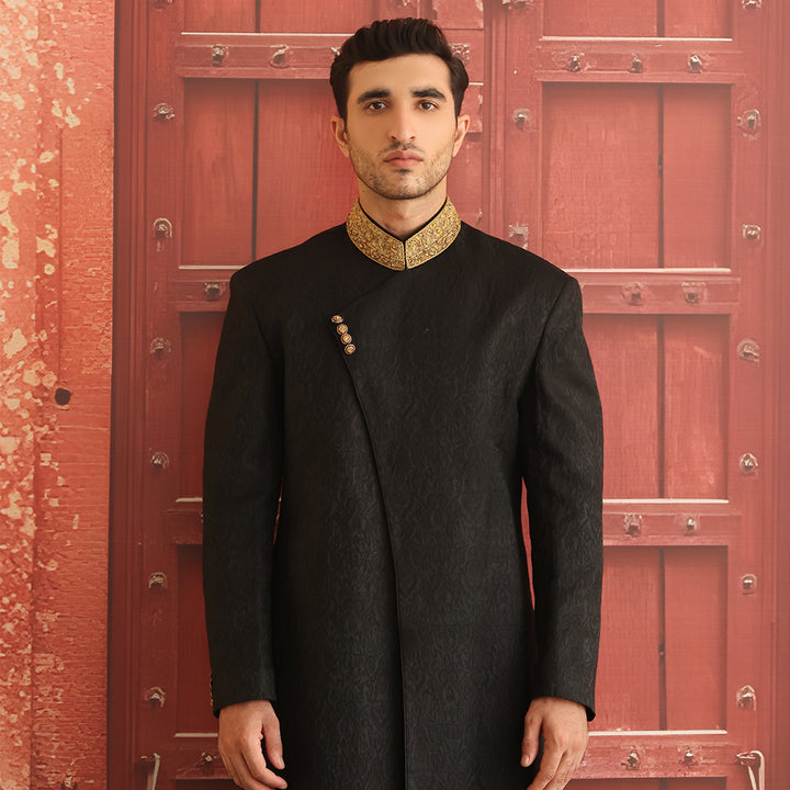 Premium Karandi Jamawar Tap Shoe  Embroidered Sherwani