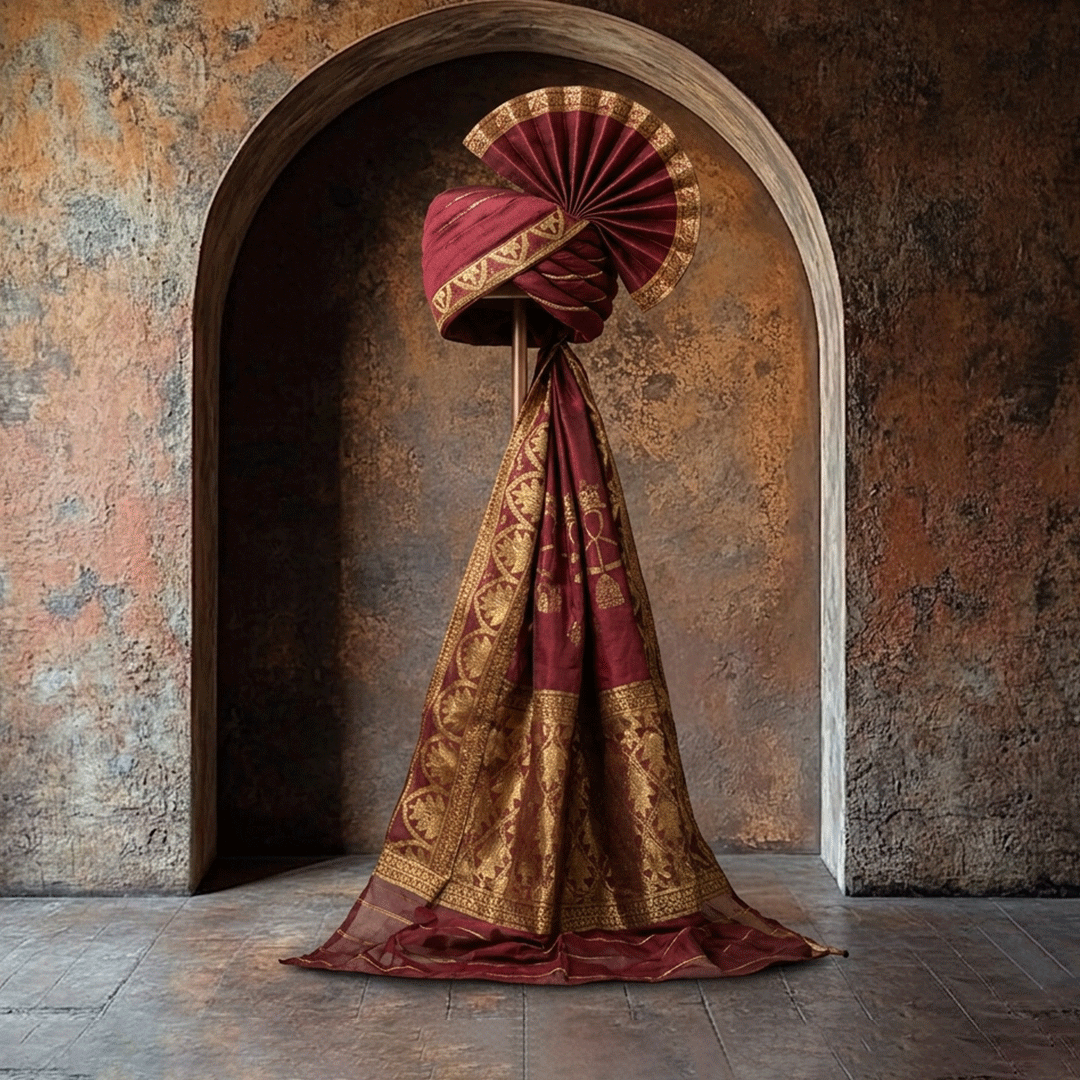 Premium Organza Maroon Turban