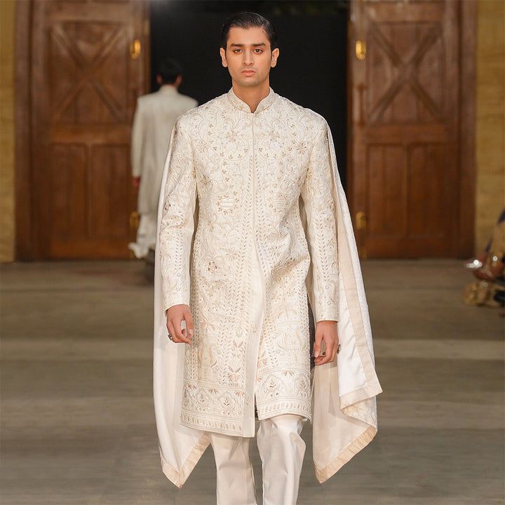 Premium Satin Cloud Dancer Couture Sherwani