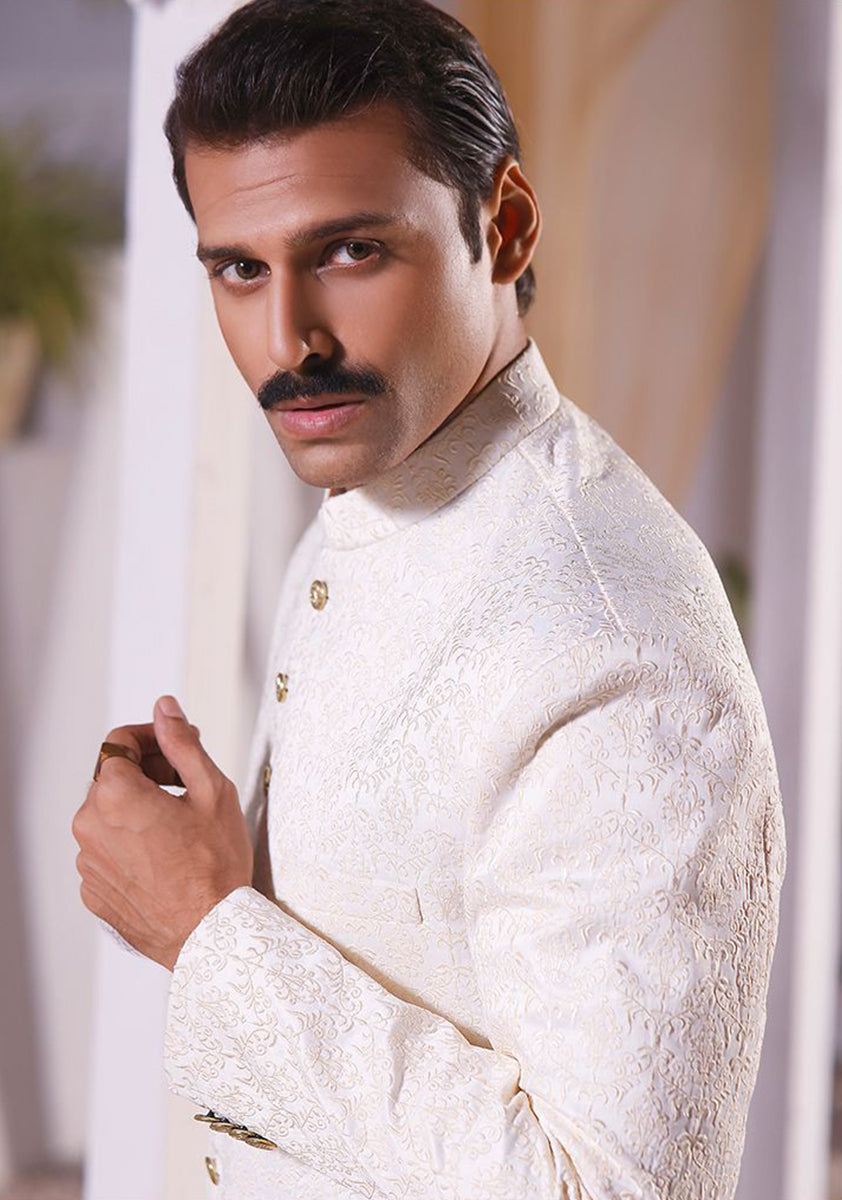 Satin Pristine Slightly Defected Embroidered Sherwani