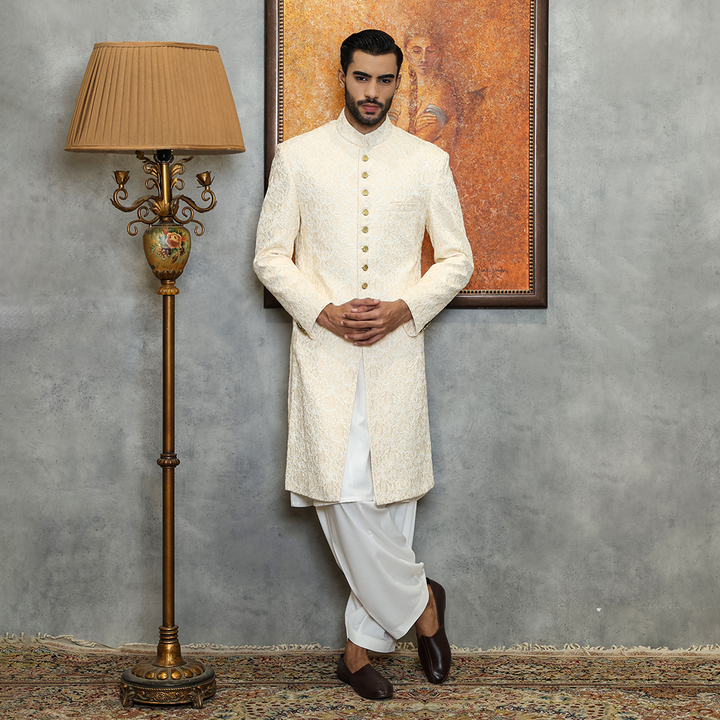 Premium Satin Silk Pristine Embroidered Sherwani