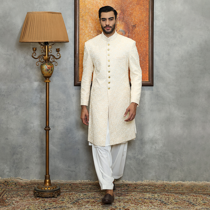Premium Satin Silk Pristine Embroidered Sherwani