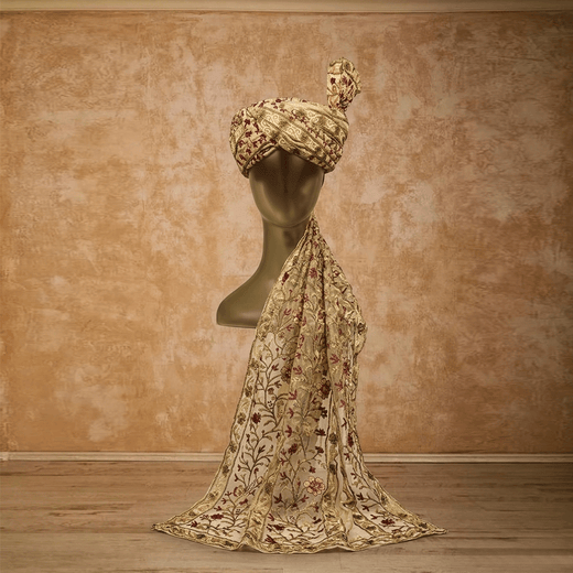 Premium Tissue Organza Golden Couture Turban