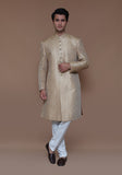 Premium Zari Karandi Jamawar Almond Buff Couture Sherwani