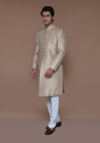 Premium Zari Karandi Jamawar Almond Buff Couture Sherwani