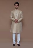 Premium Zari Karandi Jamawar Almond Buff Couture Sherwani