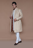 Premium Zari Karandi Jamawar Almond Buff Couture Sherwani