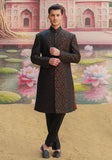 Premium Zari Karandi Jamawar Copper Black Couture Sherwani