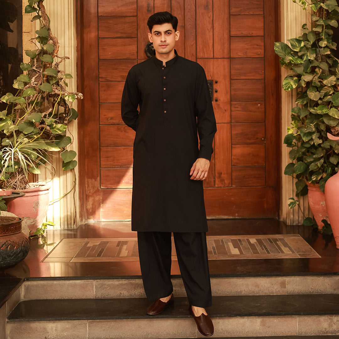 Slim Fit Band Collar Tap Shoe Plain Suit