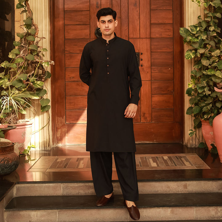 Slim Fit Band Collar Tap Shoe Plain Suit