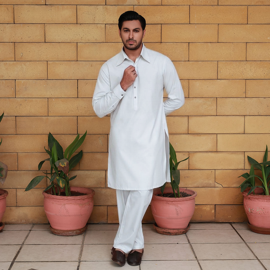 Slim Fit Shirt Collar Kurta with Wide Leg Trouser