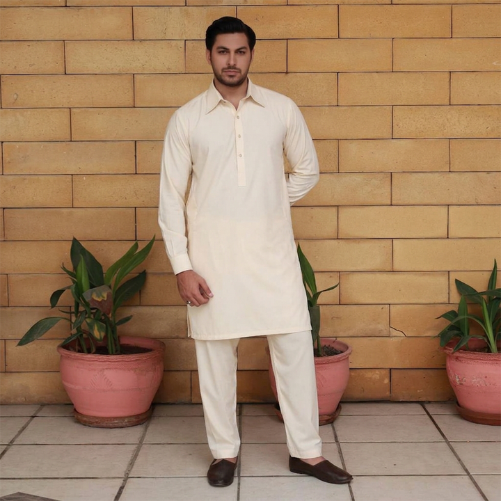 Slim Fit Shirt Collar Kurta with Wide Leg Trouser