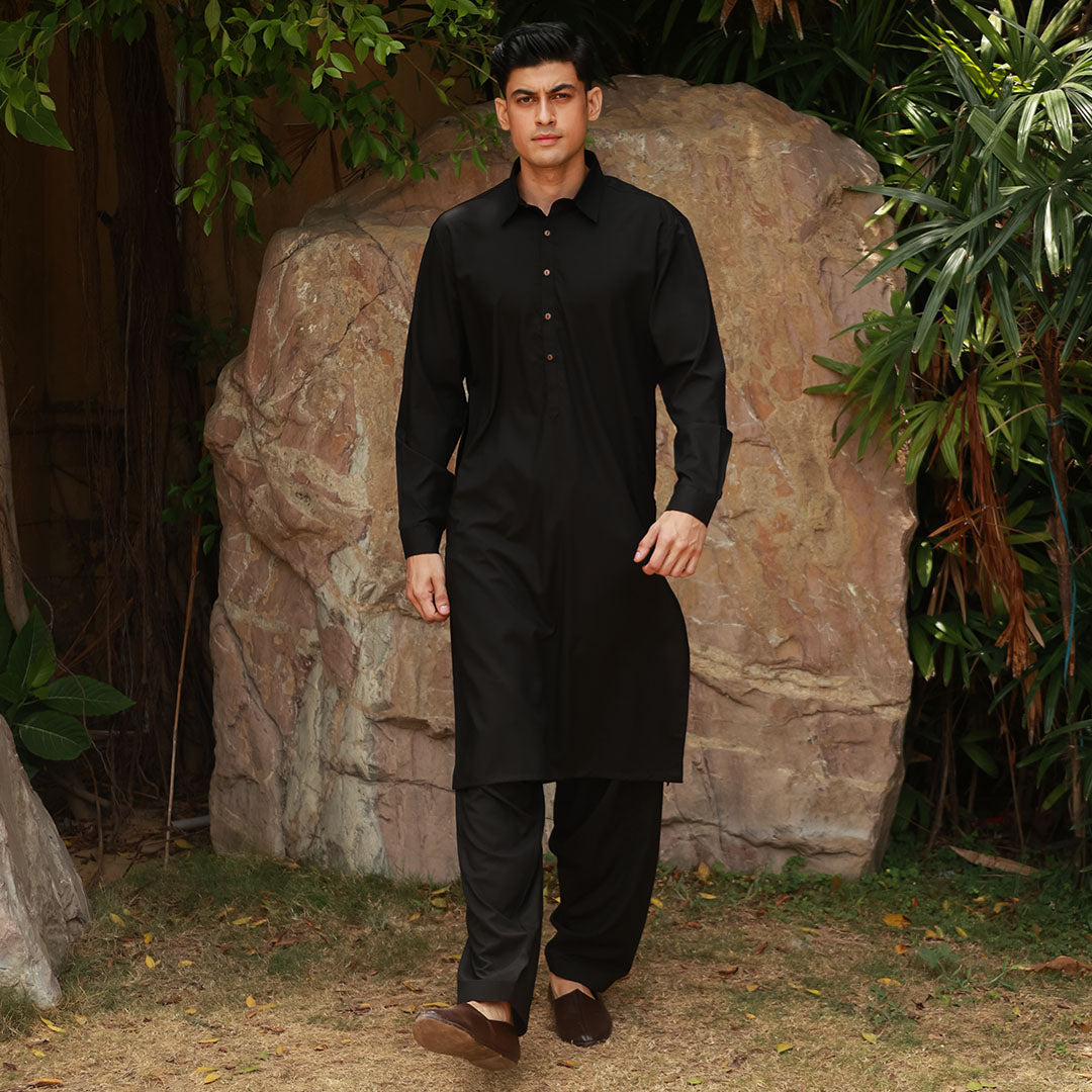 Slim Fit Shirt Collar Plain Suit