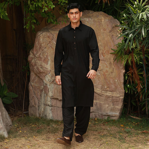 Slim Fit Shirt Collar Plain Kameez Shalwar