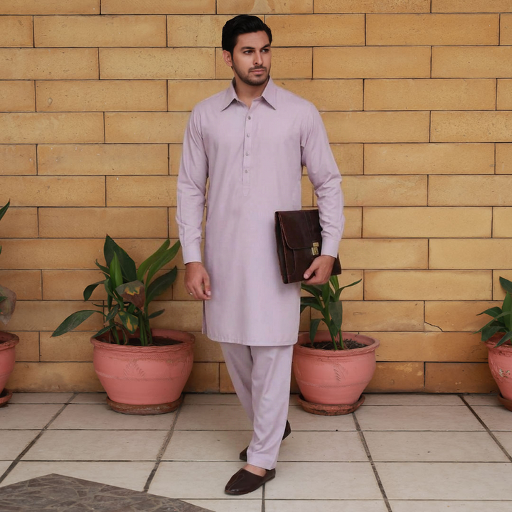 Slim Fit Shirt Collar Kurta with Wide Leg Trouser