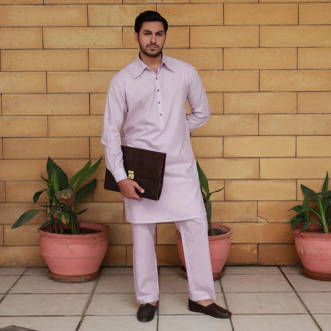 Slim Fit Shirt Collar Kurta with Wide Leg Trouser