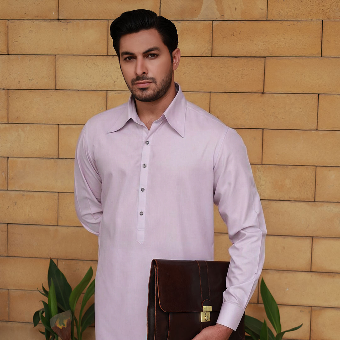 Slim Fit Shirt Collar Kurta with Wide Leg Trouser