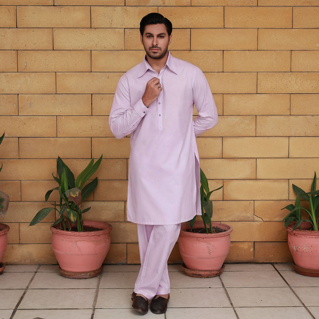 Slim Fit Shirt Collar Kurta with Wide Leg Trouser