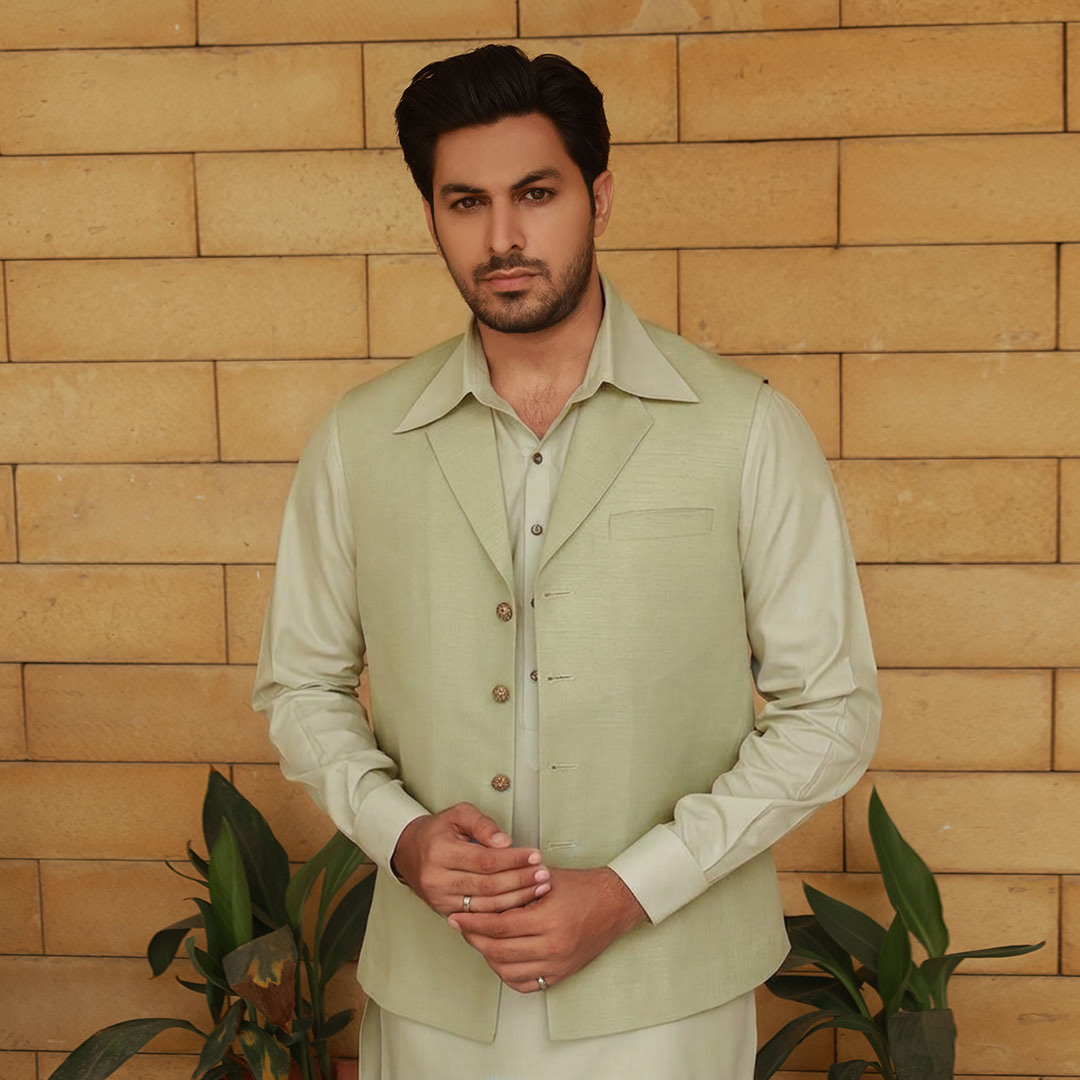 Raw Silk Notch Collar Waistcoat