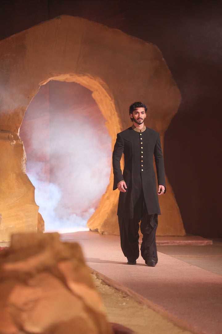 Premium Georgette Black Couture Sherwani