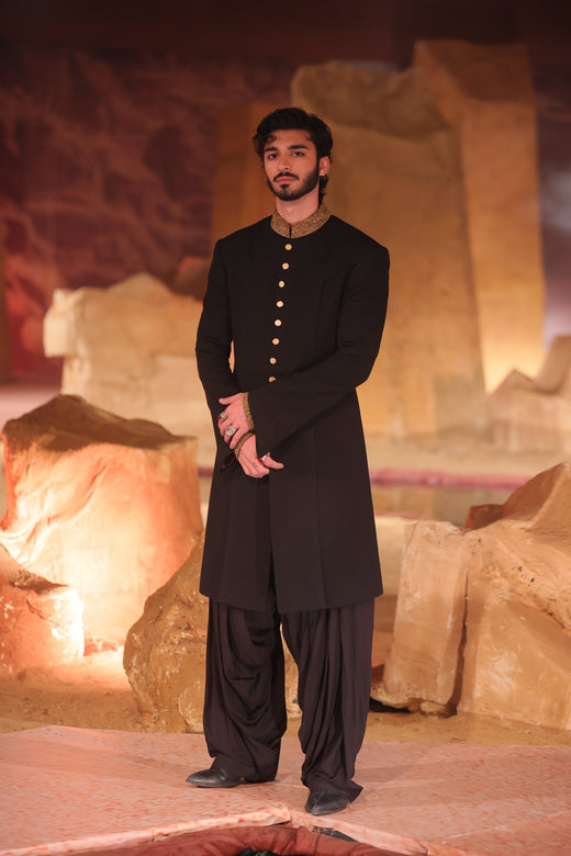 Premium Georgette Black Couture Sherwani