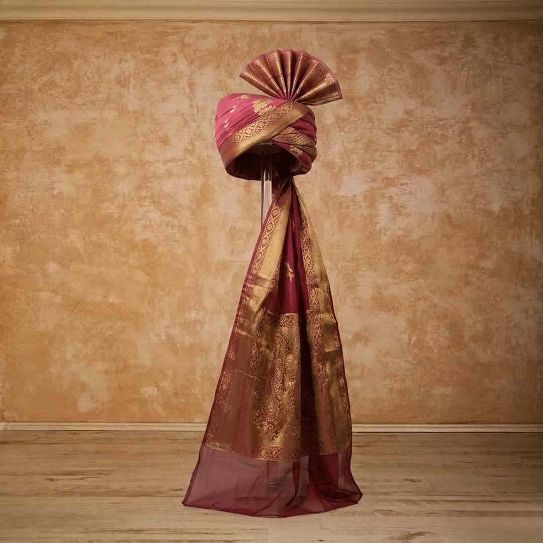 Traditional Organza Maroon Turban