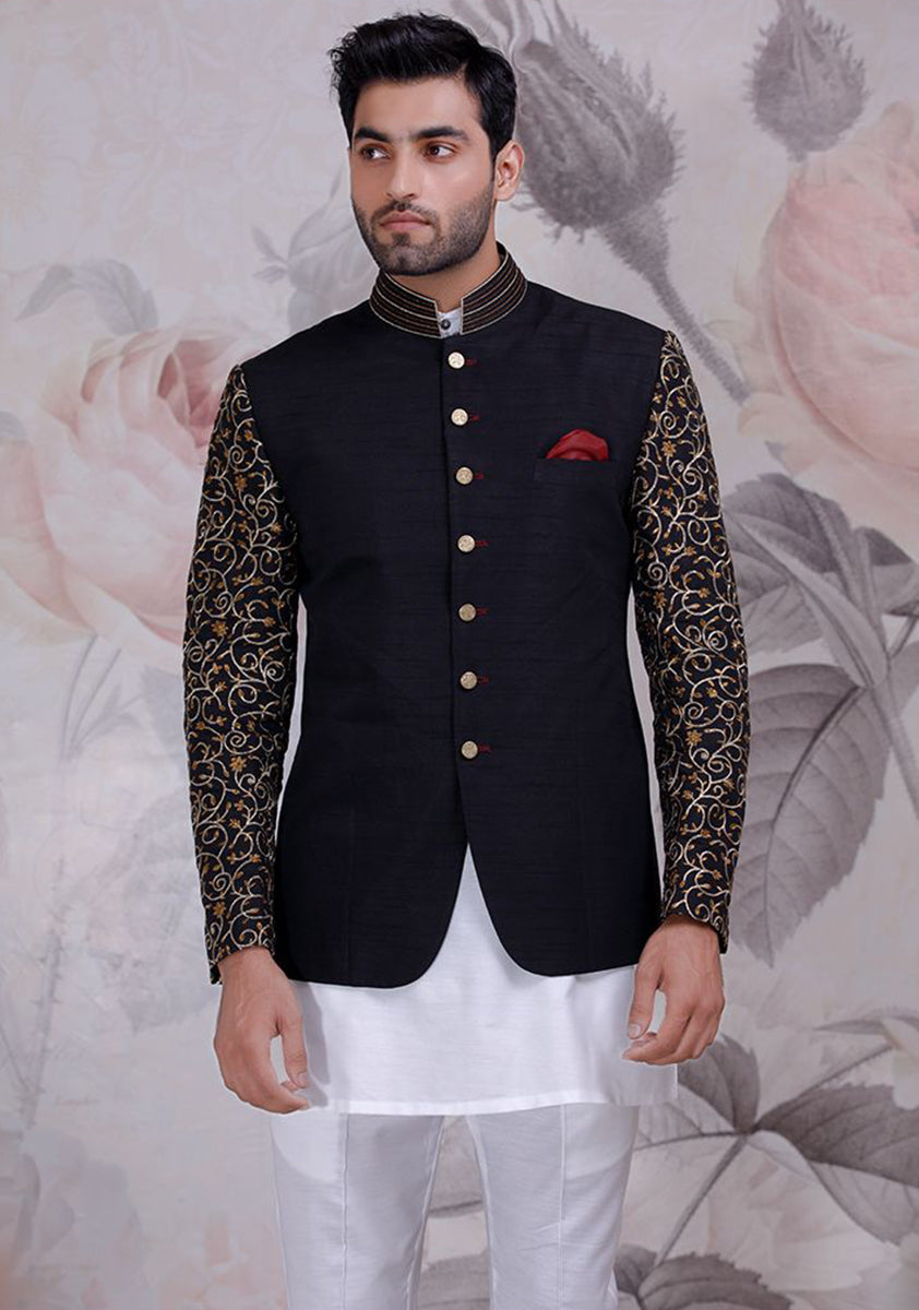 Traditonal Caviar Raw Silk Slightly Defected Jacket