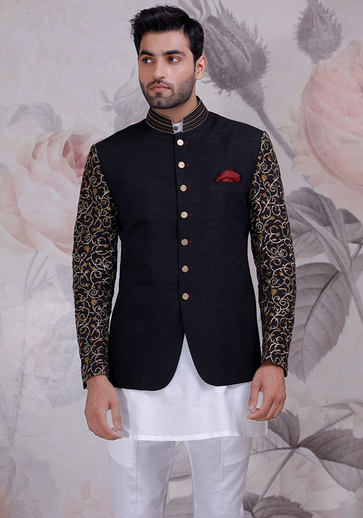 Traditonal Caviar Raw Silk Slightly Defected Jacket