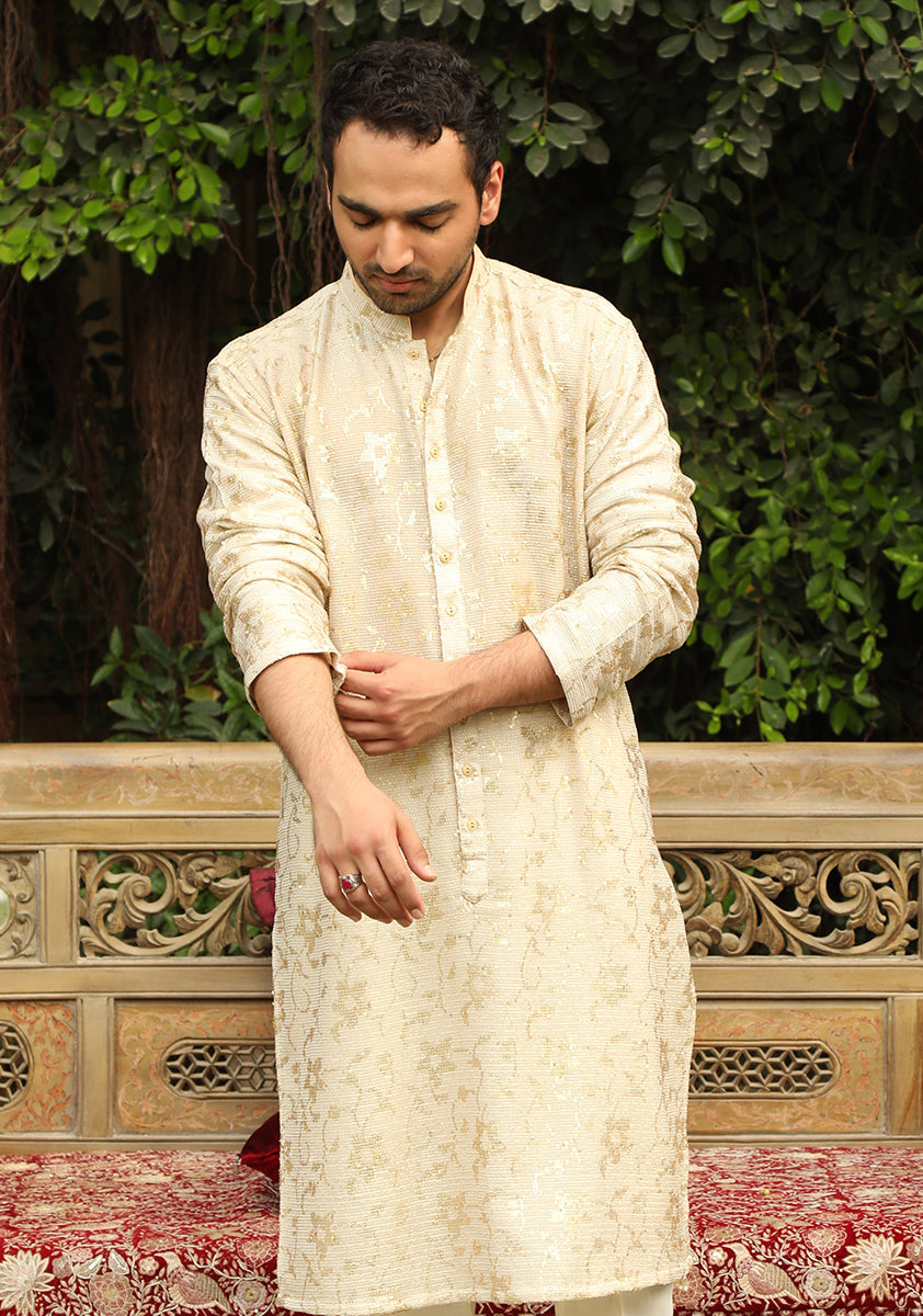 Couture Beige Sequence  Kurta Pajama