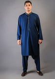 Basic Poly Viscose Moroccon Blue Classic Fit Embroidered Suit